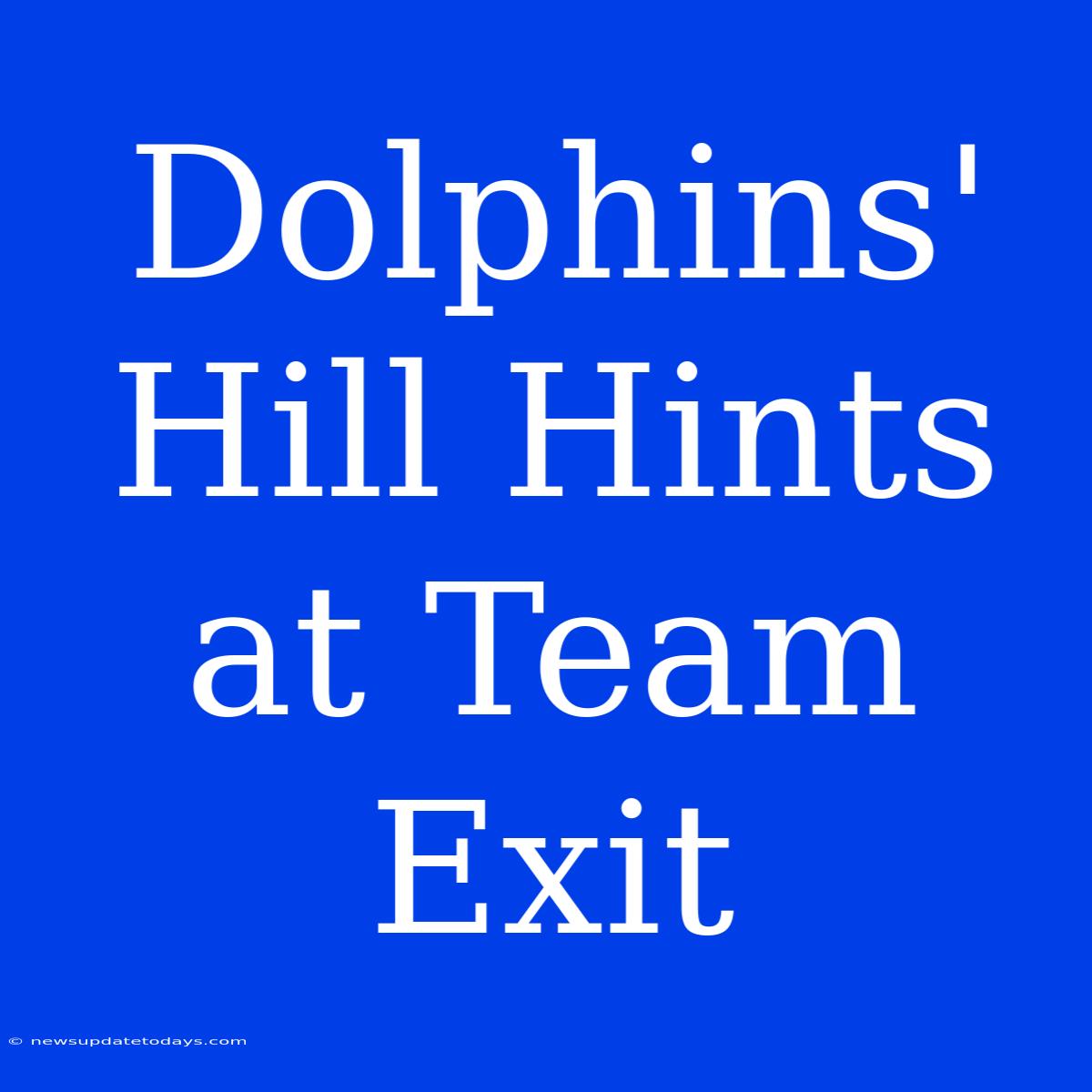 Dolphins' Hill Hints At Team Exit