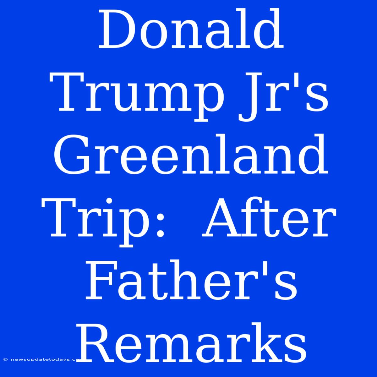 Donald Trump Jr's Greenland Trip:  After Father's Remarks