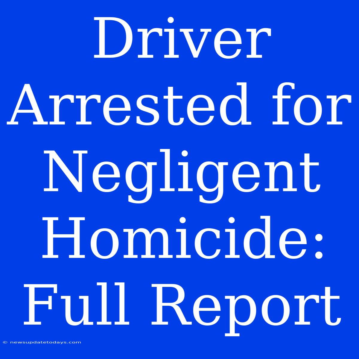 Driver Arrested For Negligent Homicide: Full Report