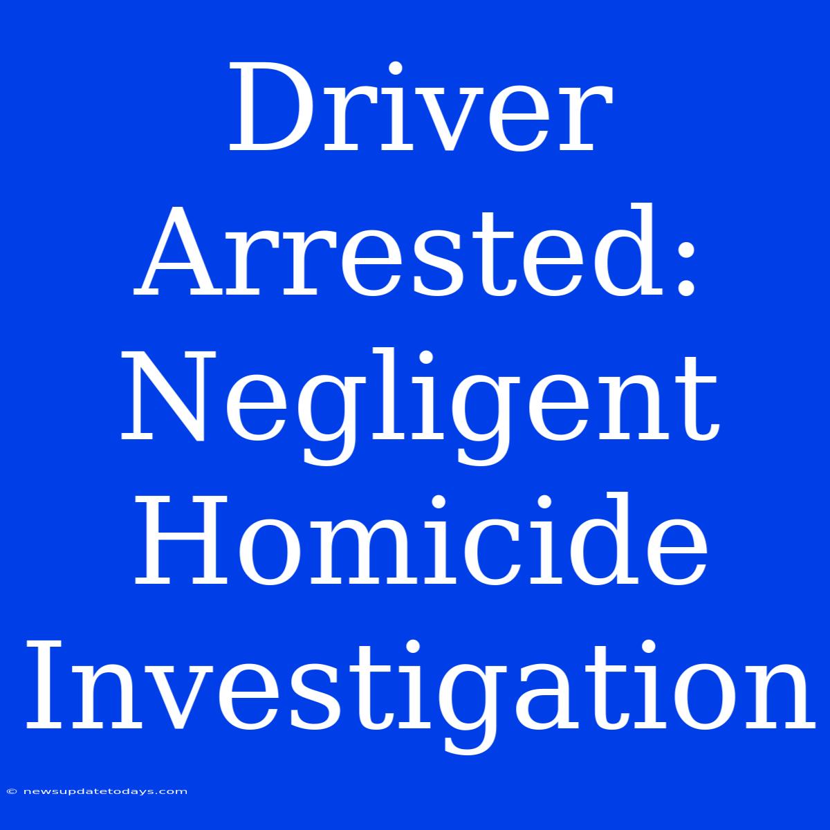 Driver Arrested: Negligent Homicide Investigation