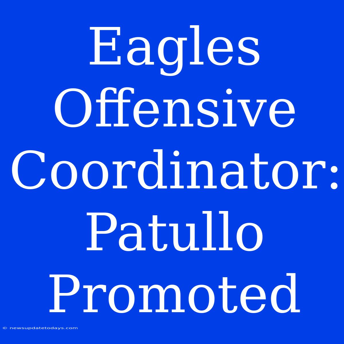 Eagles Offensive Coordinator: Patullo Promoted