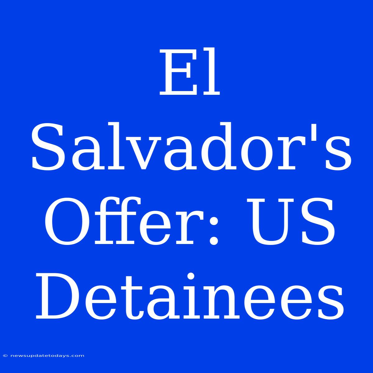 El Salvador's Offer: US Detainees