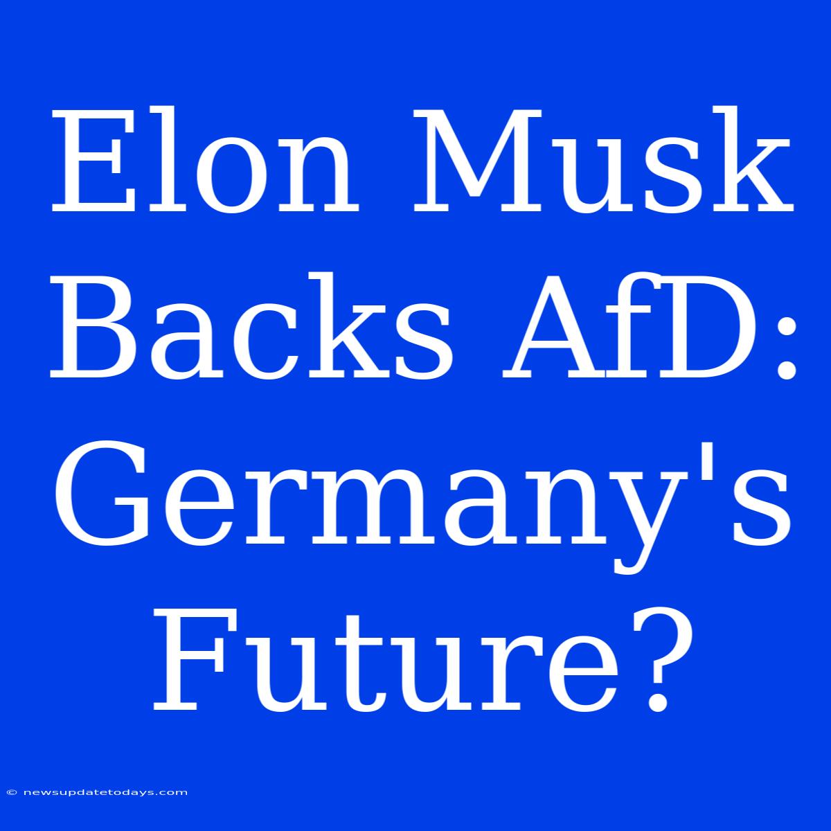 Elon Musk Backs AfD: Germany's Future?