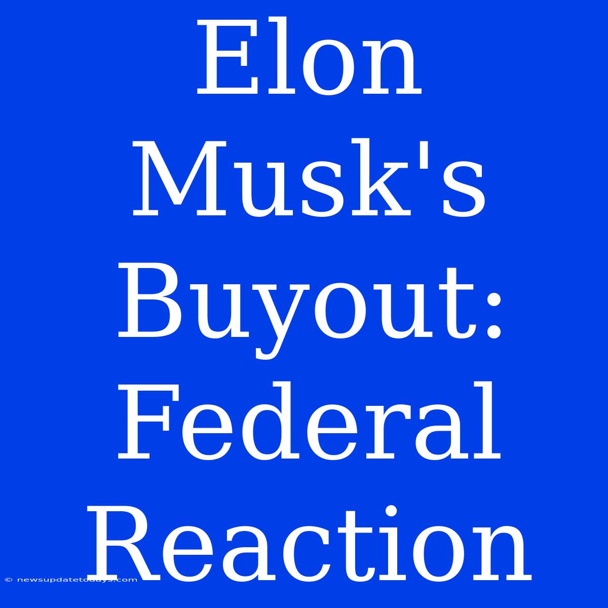 Elon Musk's Buyout: Federal Reaction