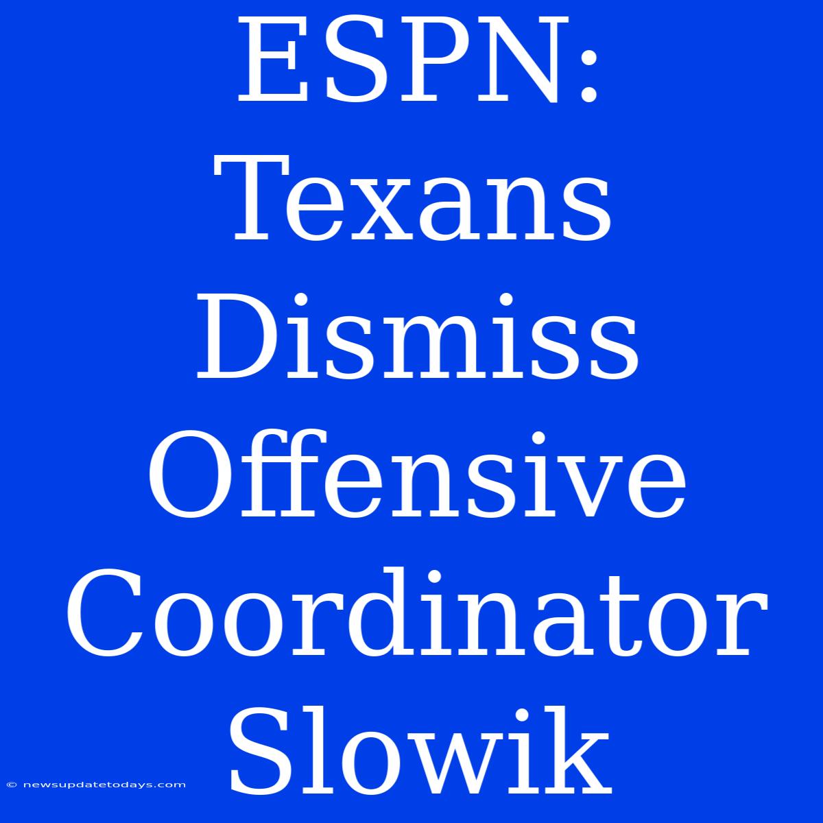 ESPN: Texans Dismiss Offensive Coordinator Slowik