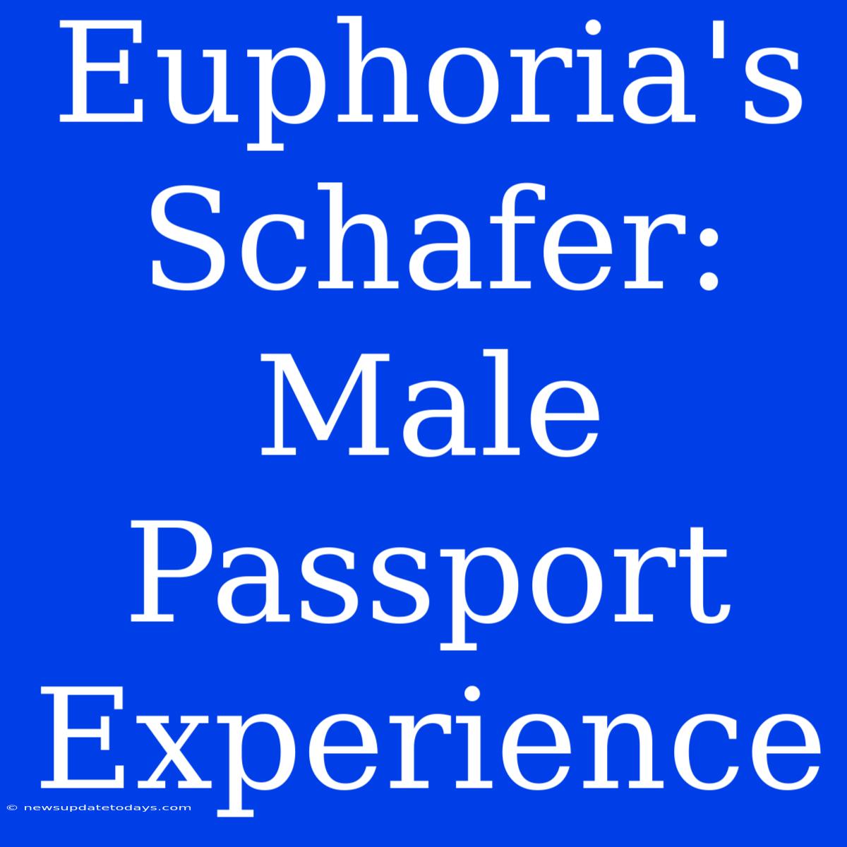 Euphoria's Schafer: Male Passport Experience