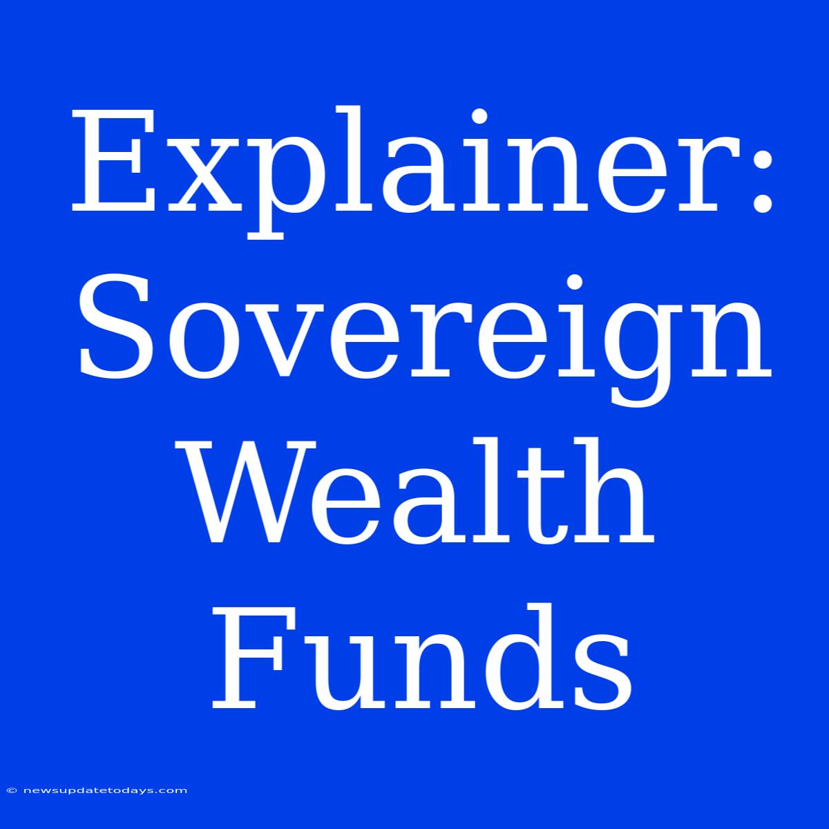 Explainer: Sovereign Wealth Funds