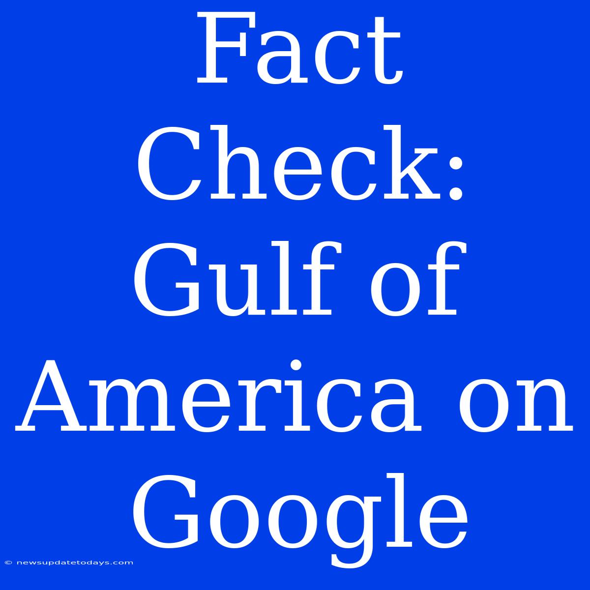 Fact Check: Gulf Of America On Google