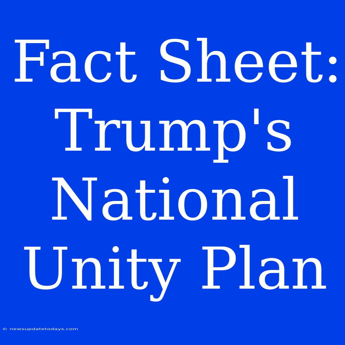 Fact Sheet: Trump's National Unity Plan