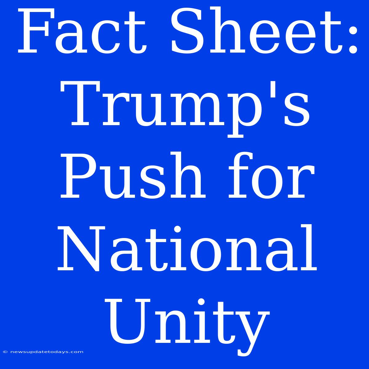 Fact Sheet: Trump's Push For National Unity