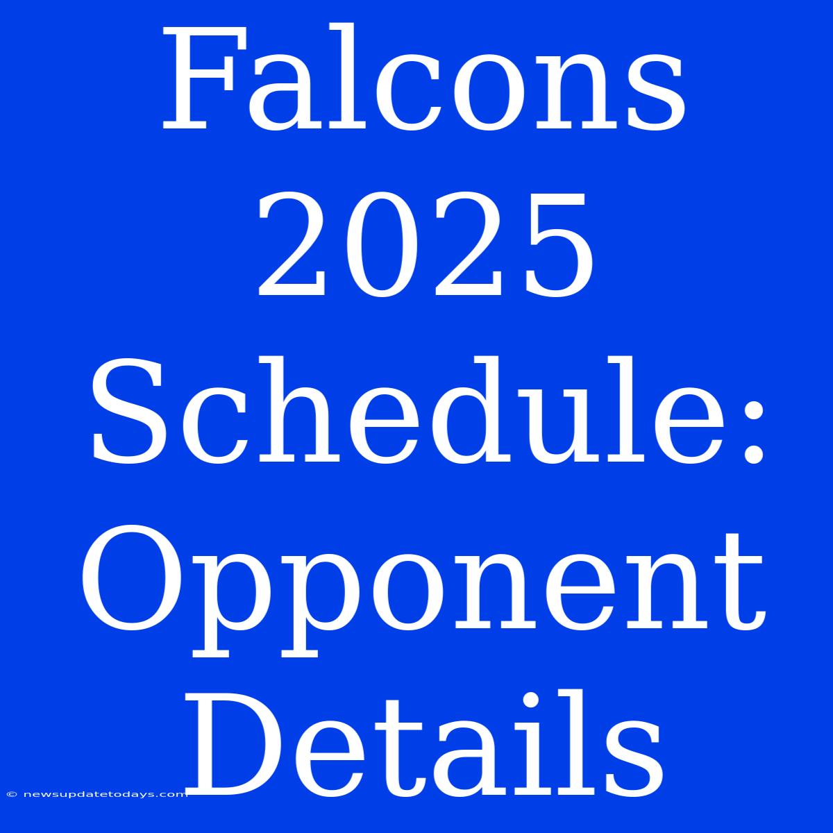 Falcons 2025 Schedule: Opponent Details