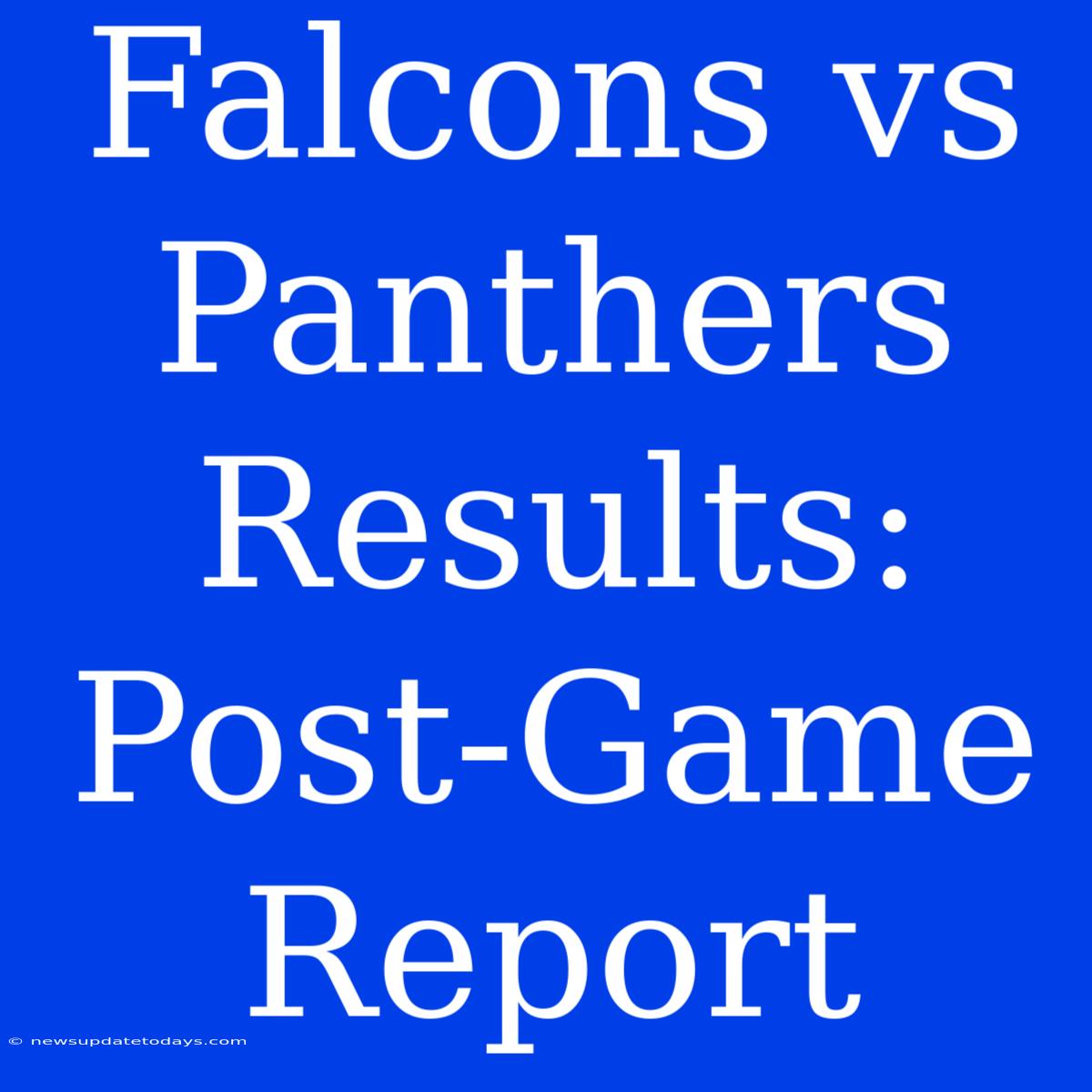 Falcons Vs Panthers Results: Post-Game Report