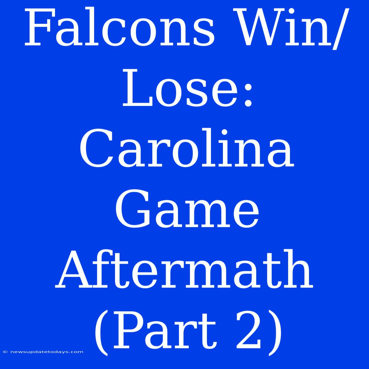 Falcons Win/Lose: Carolina Game Aftermath (Part 2)