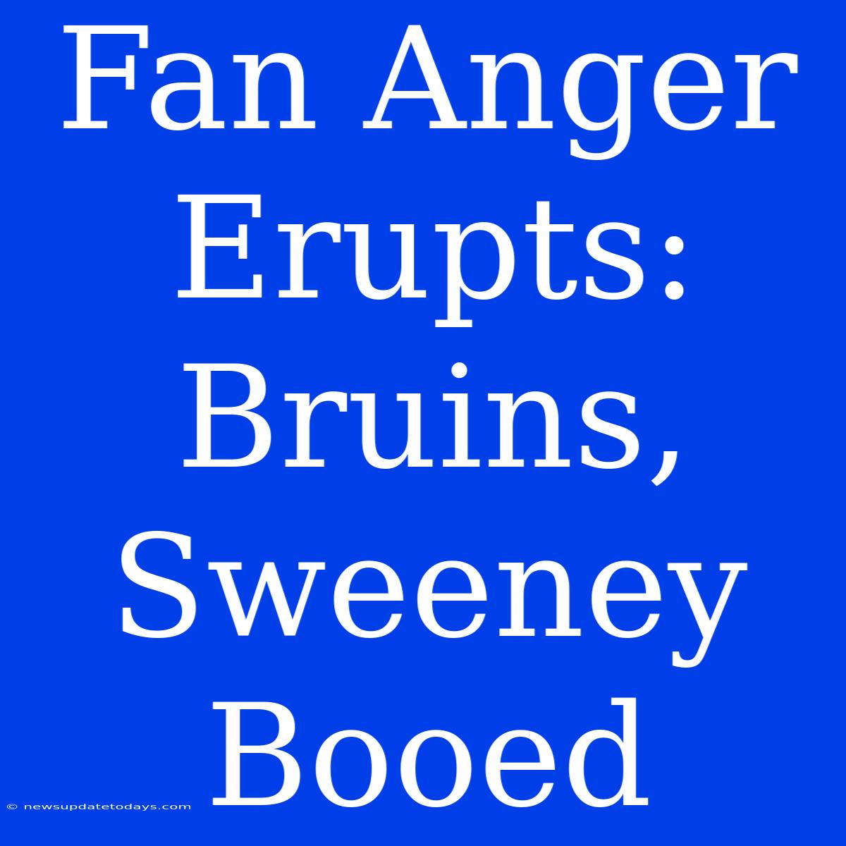 Fan Anger Erupts: Bruins, Sweeney Booed