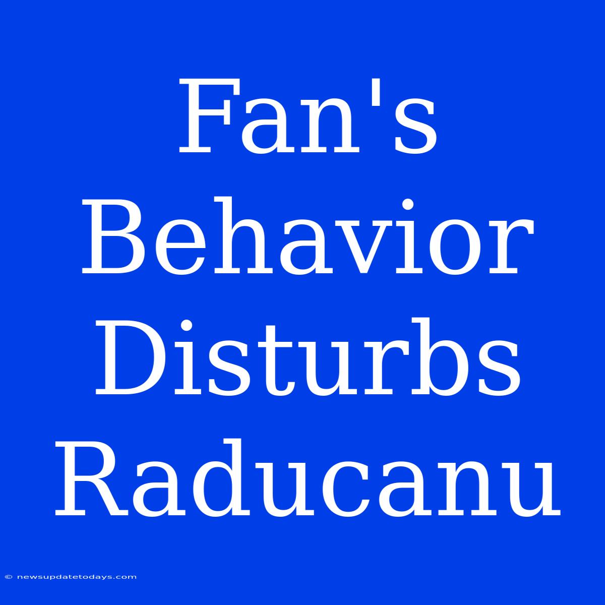 Fan's Behavior Disturbs Raducanu