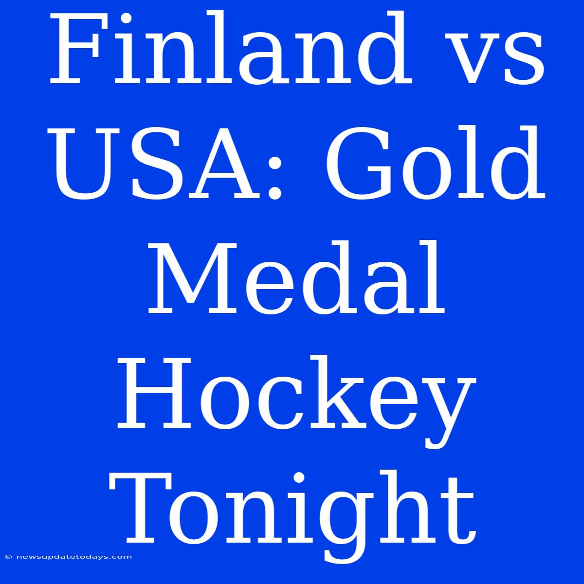 Finland Vs USA: Gold Medal Hockey Tonight