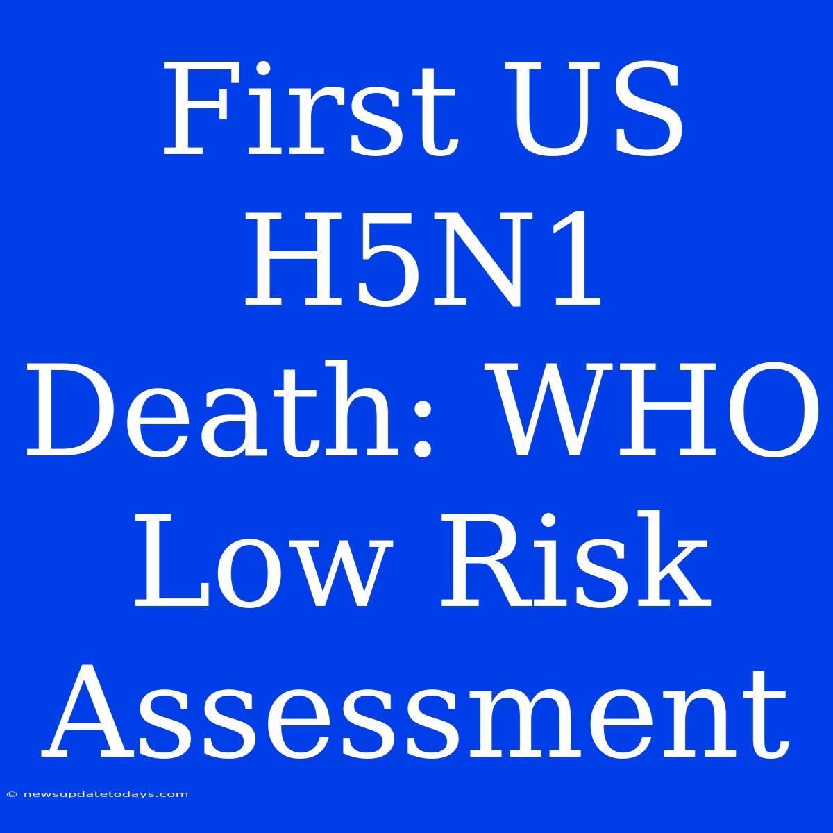 First US H5N1 Death: WHO Low Risk Assessment