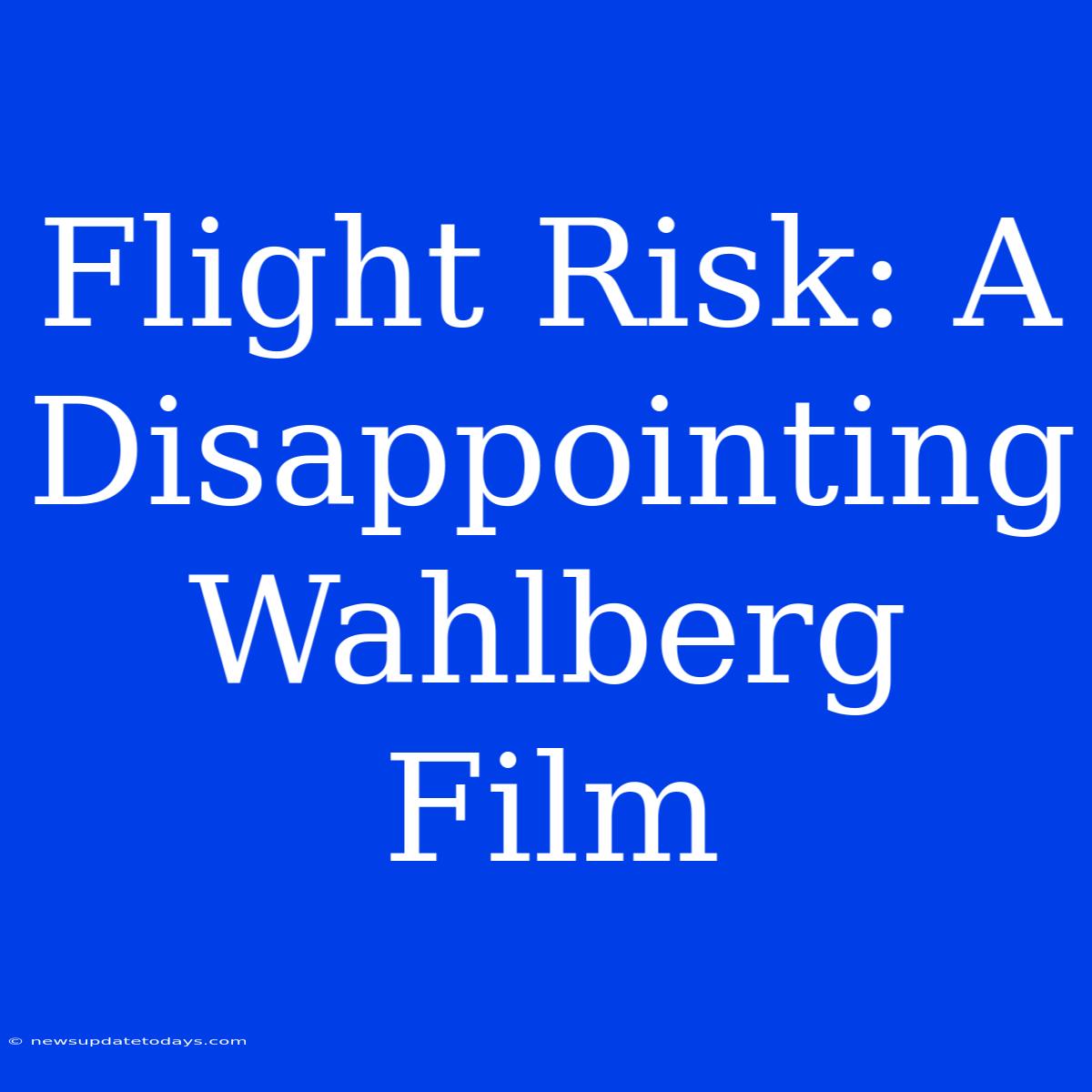 Flight Risk: A Disappointing Wahlberg Film