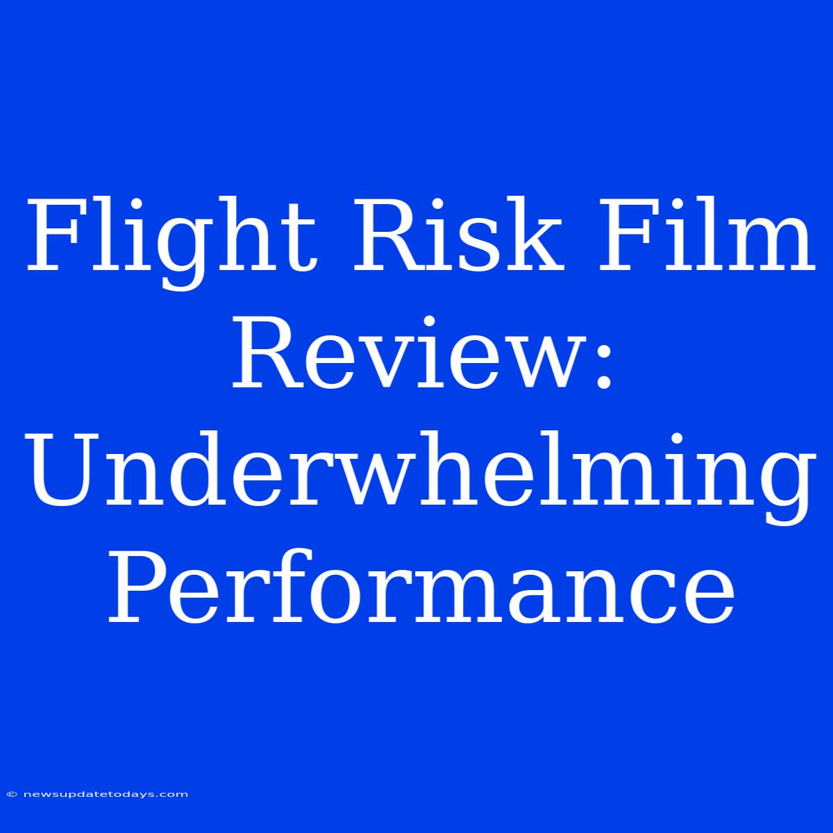 Flight Risk Film Review: Underwhelming Performance