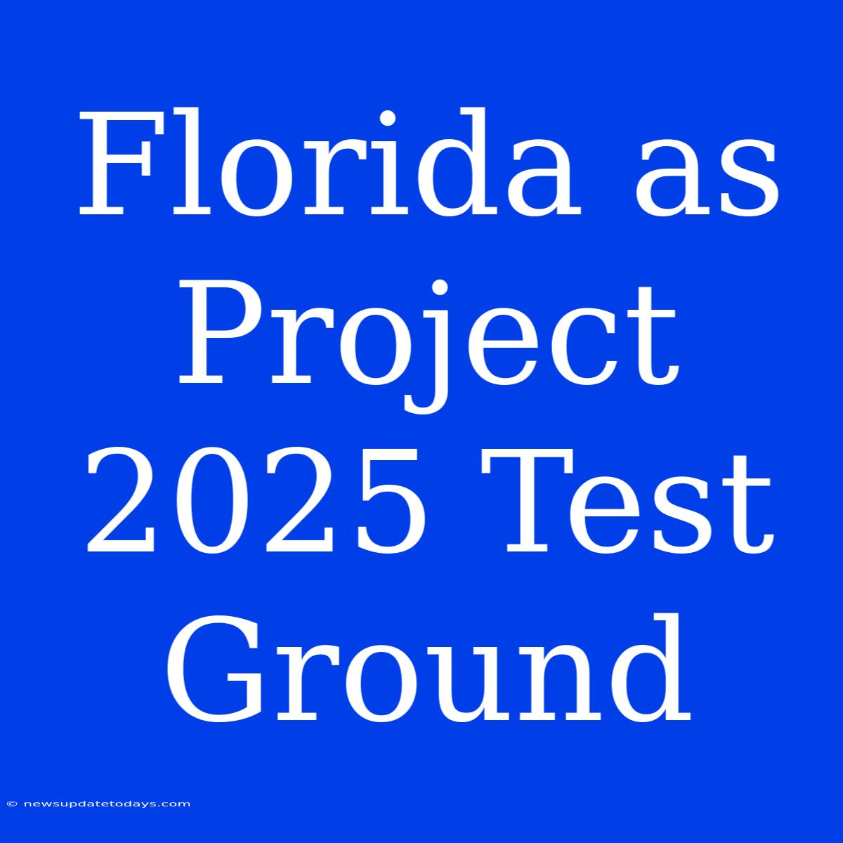 Florida As Project 2025 Test Ground