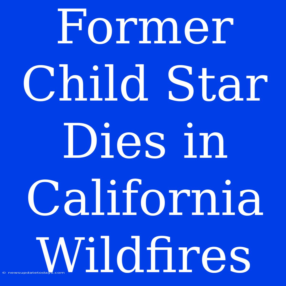 Former Child Star Dies In California Wildfires