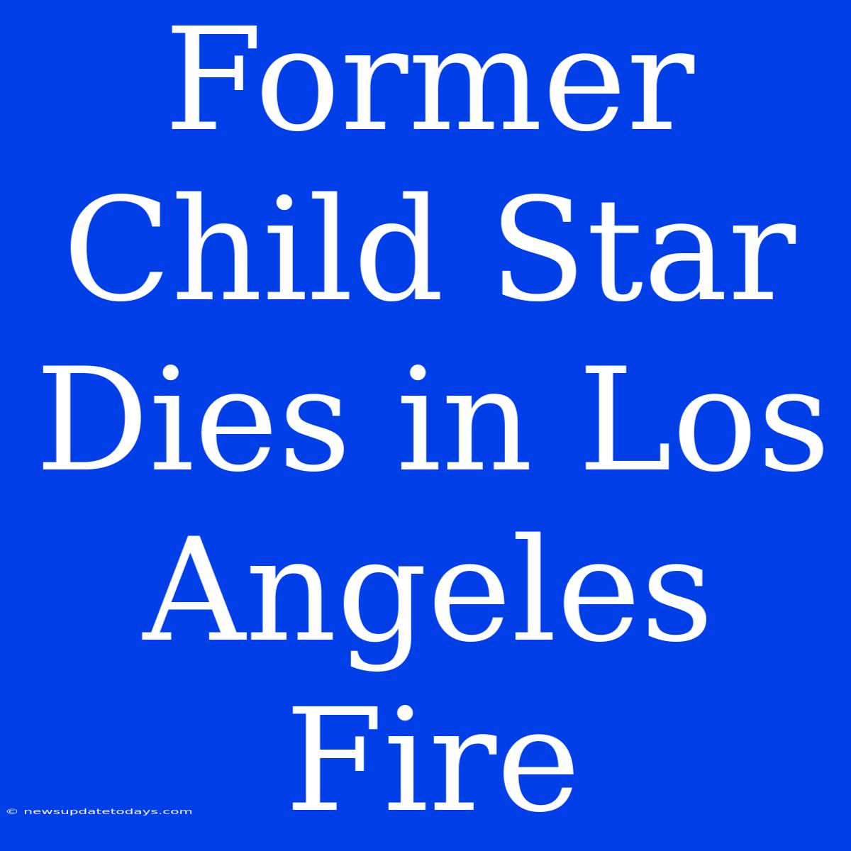 Former Child Star Dies In Los Angeles Fire