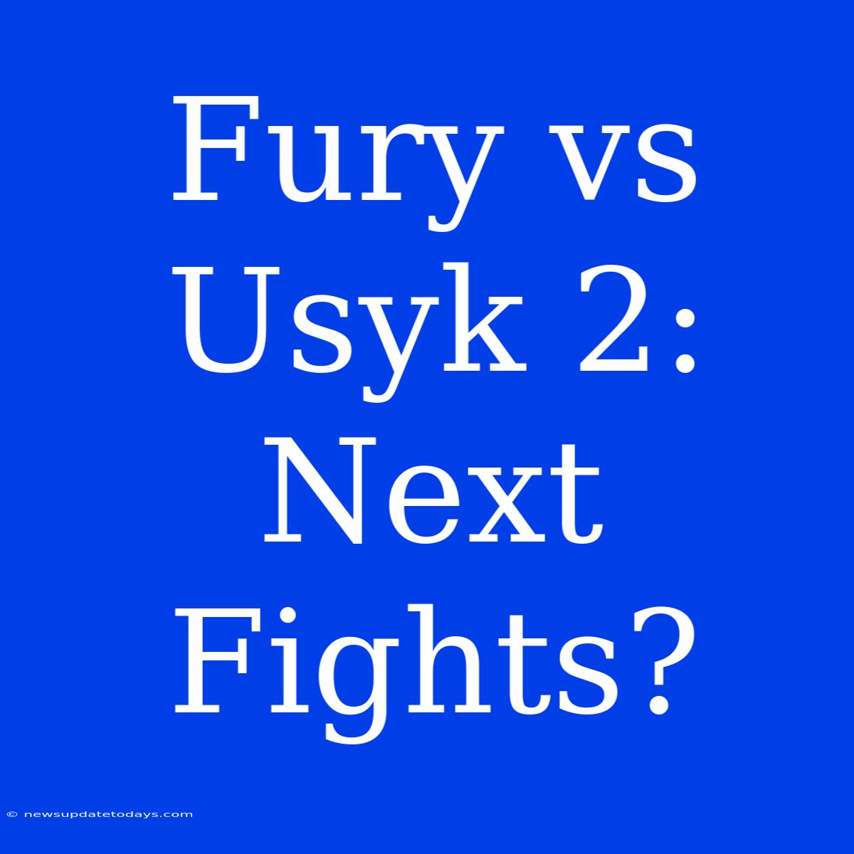 Fury Vs Usyk 2: Next Fights?