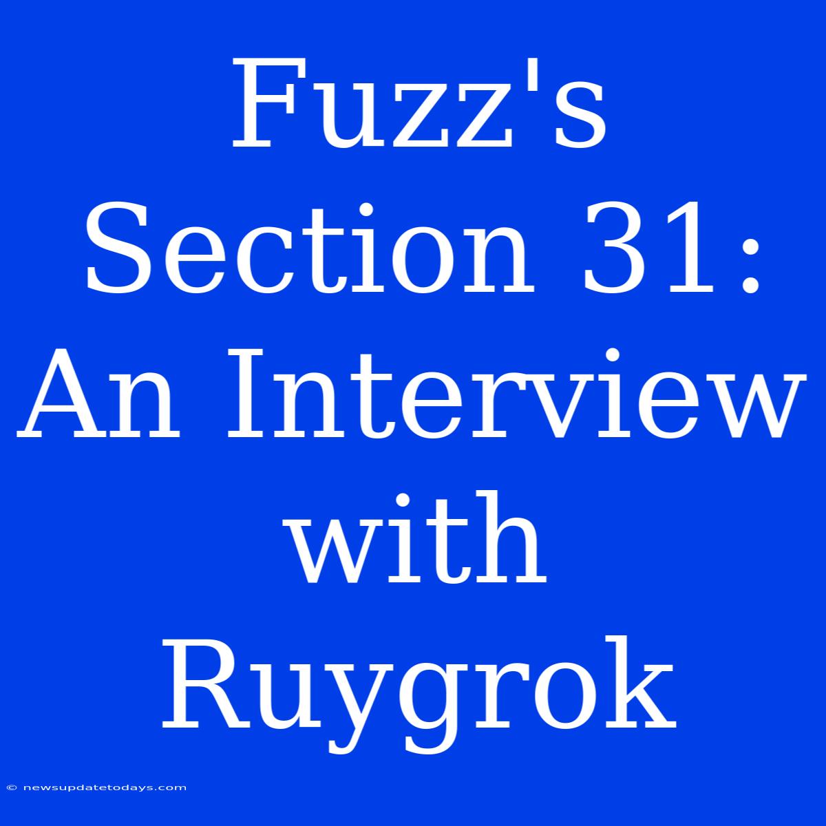 Fuzz's Section 31: An Interview With Ruygrok