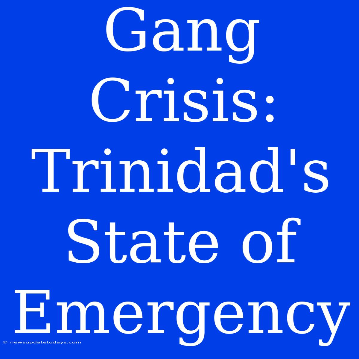 Gang Crisis: Trinidad's State Of Emergency