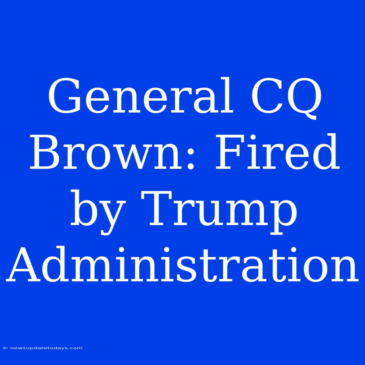 General CQ Brown: Fired By Trump Administration