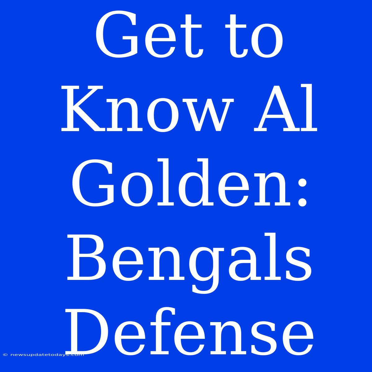 Get To Know Al Golden: Bengals Defense