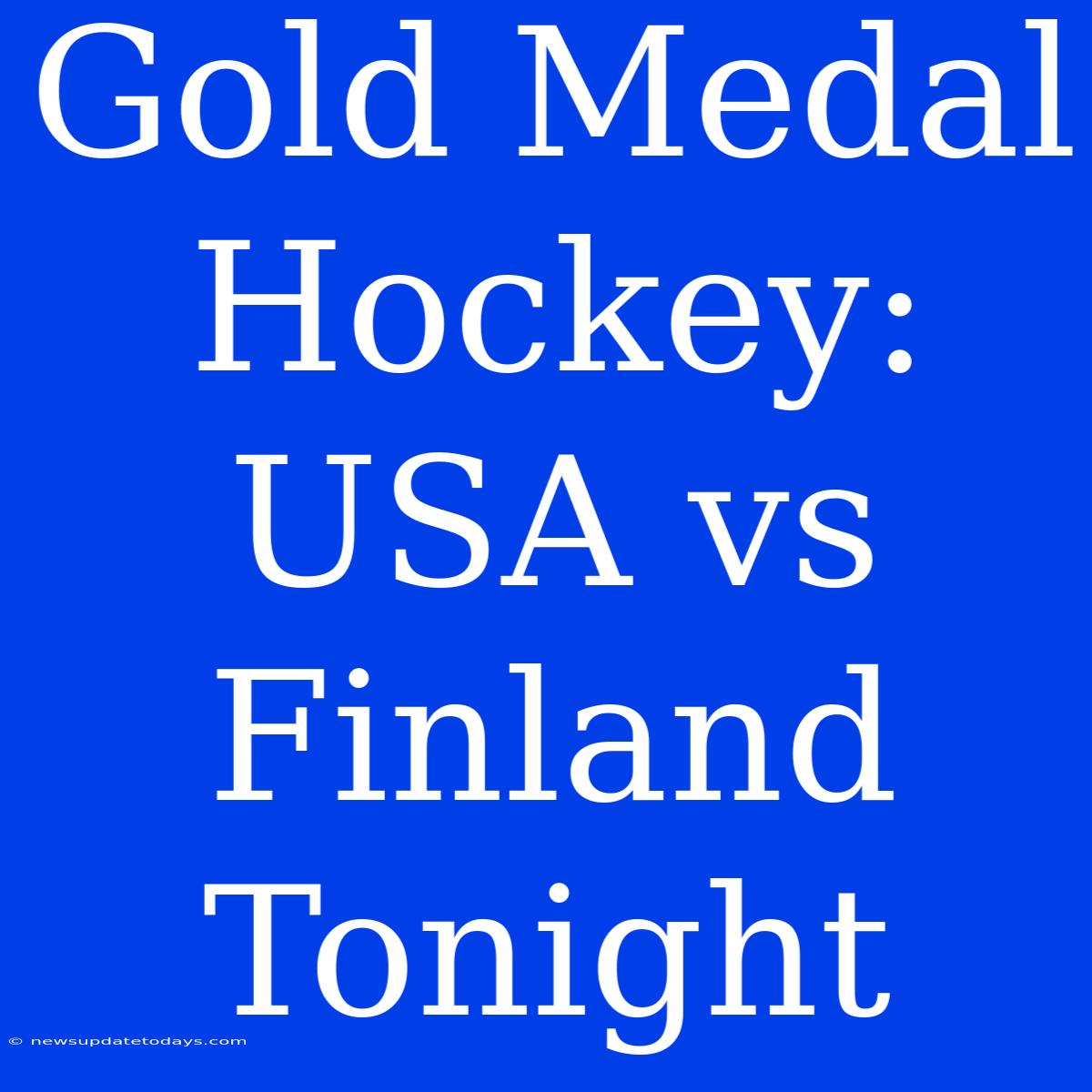 Gold Medal Hockey: USA Vs Finland Tonight