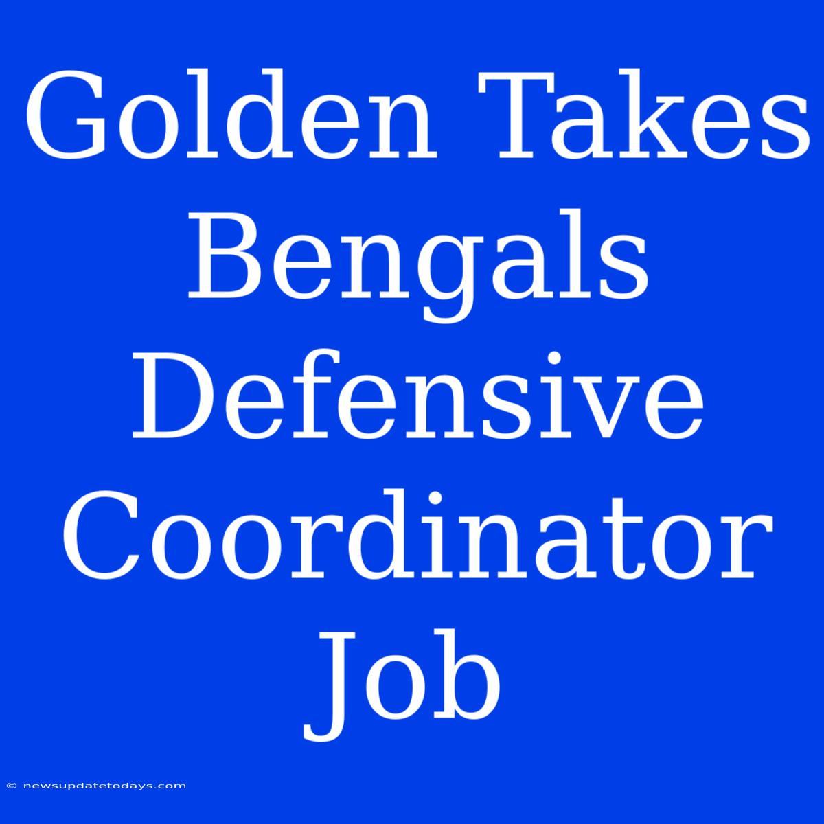 Golden Takes Bengals Defensive Coordinator Job