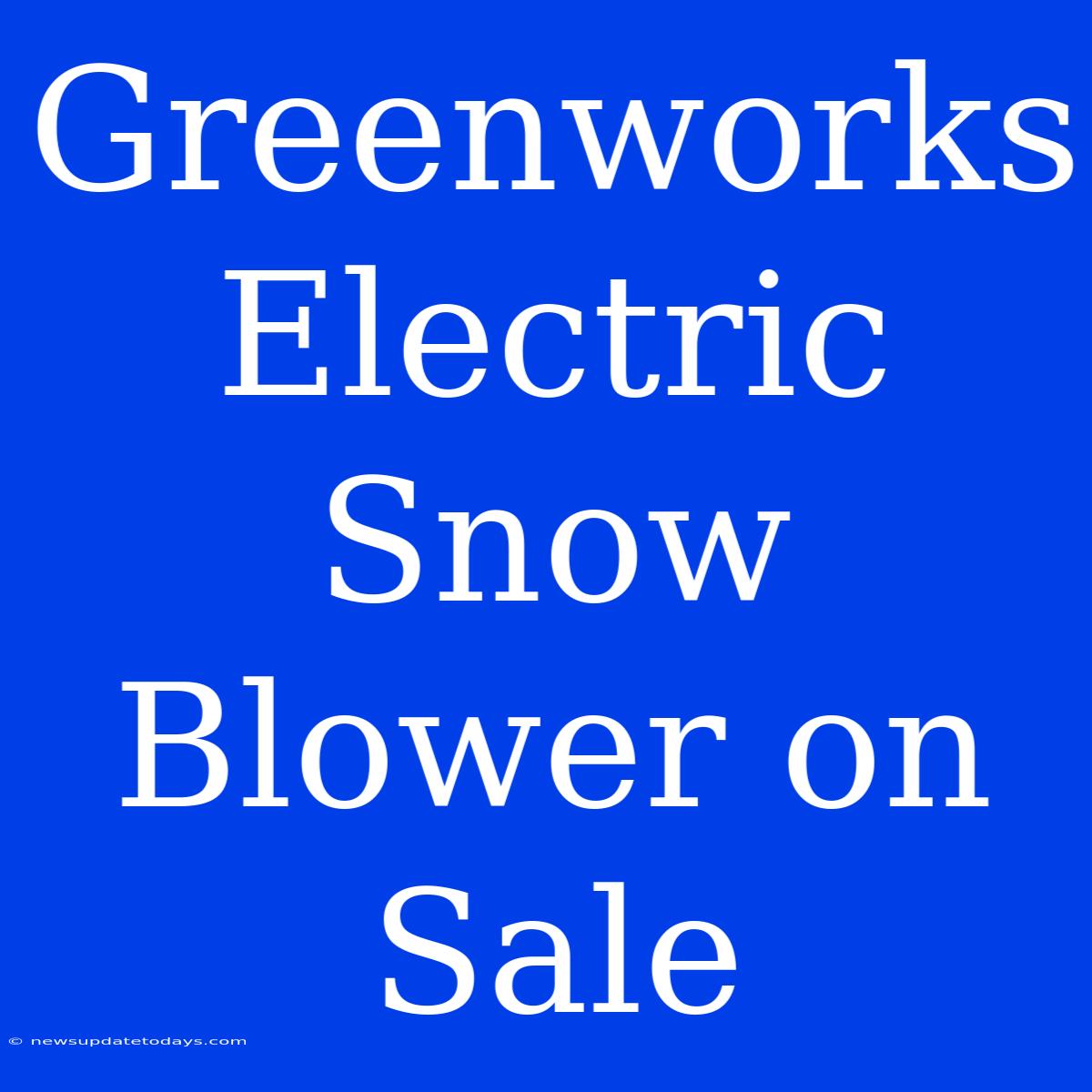 Greenworks Electric Snow Blower On Sale