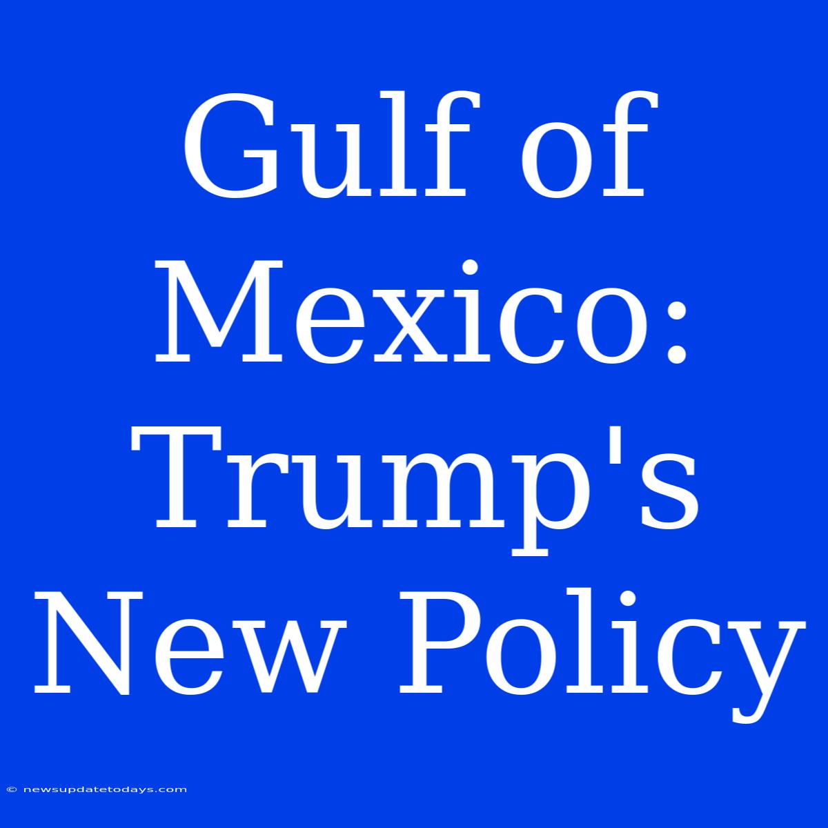 Gulf Of Mexico: Trump's New Policy