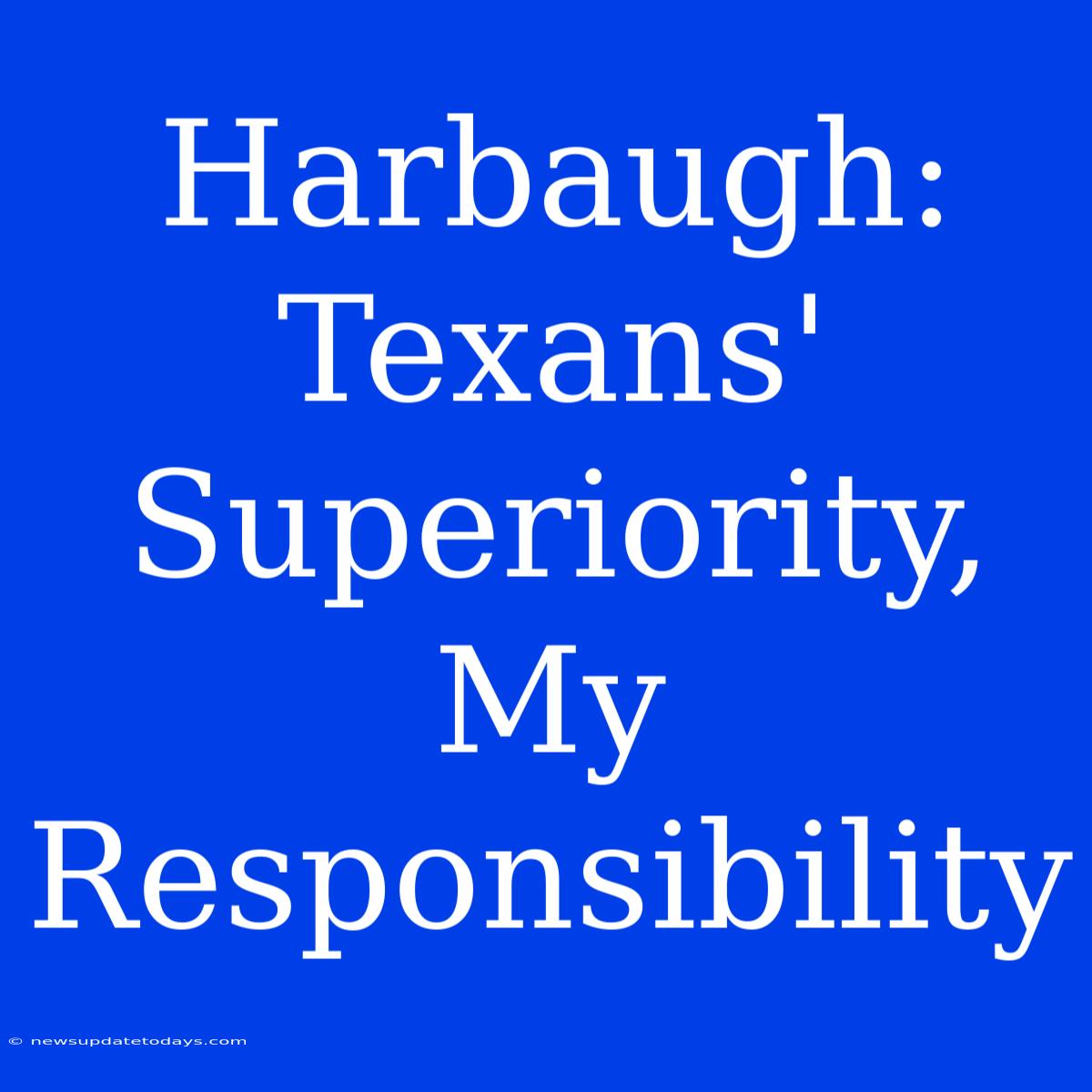 Harbaugh: Texans' Superiority, My Responsibility