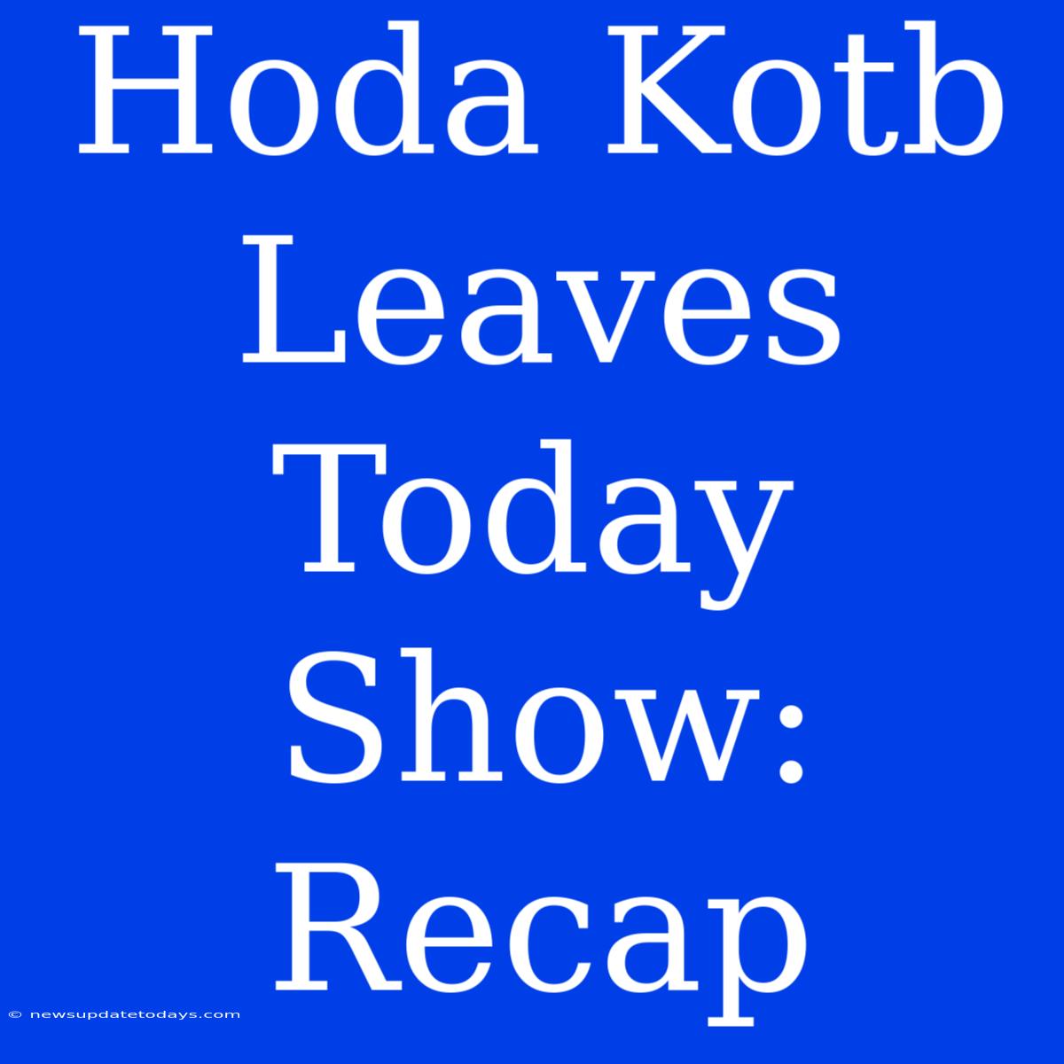 Hoda Kotb Leaves Today Show: Recap