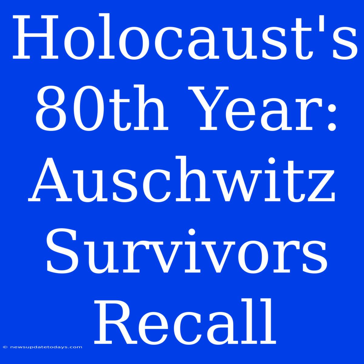 Holocaust's 80th Year: Auschwitz Survivors Recall