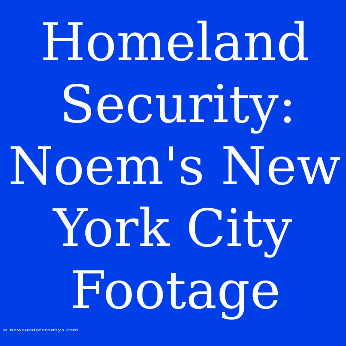 Homeland Security: Noem's New York City Footage