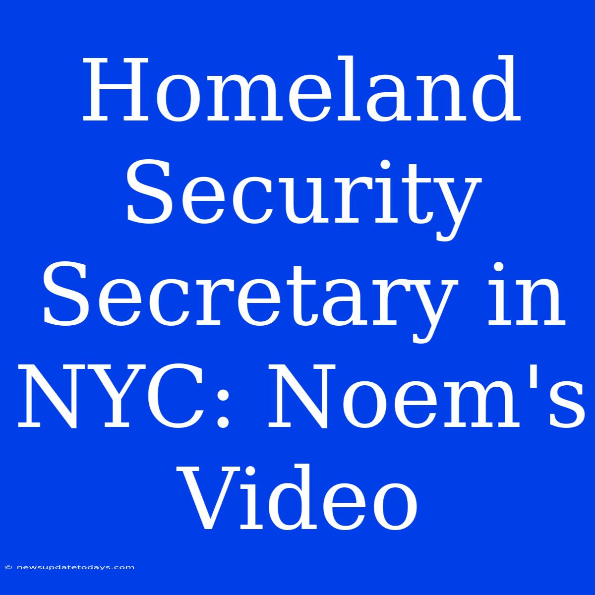 Homeland Security Secretary In NYC: Noem's Video