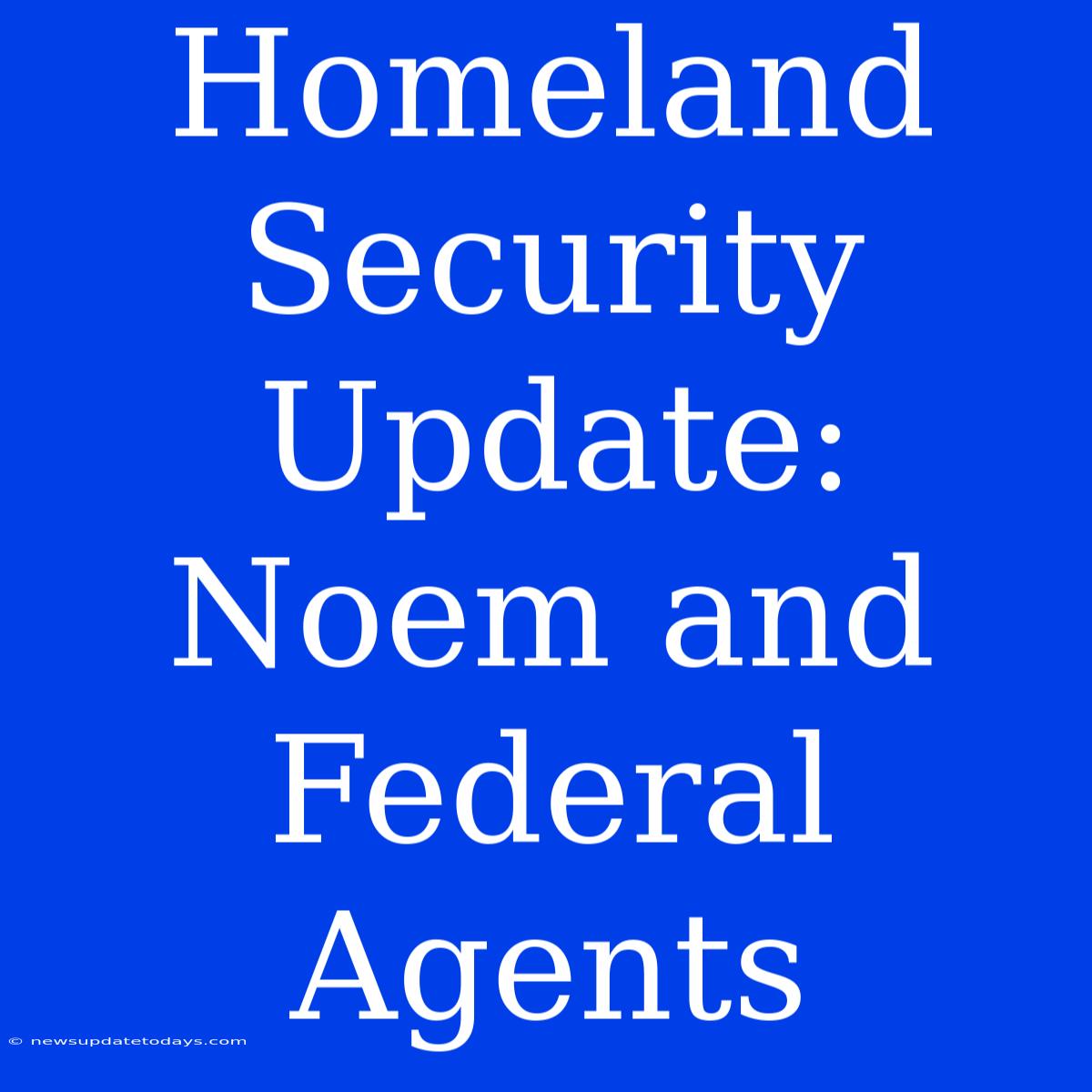 Homeland Security Update: Noem And Federal Agents