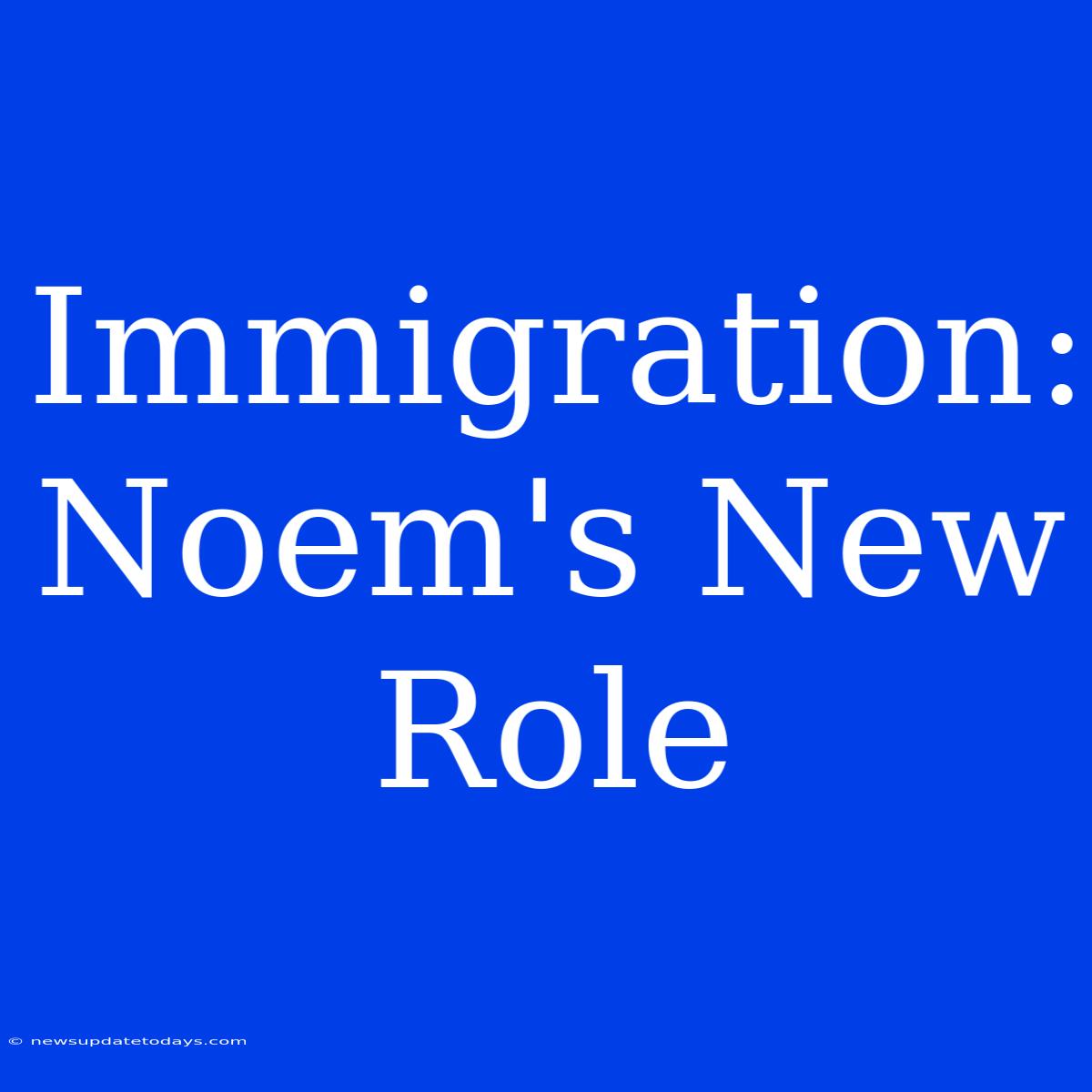 Immigration: Noem's New Role