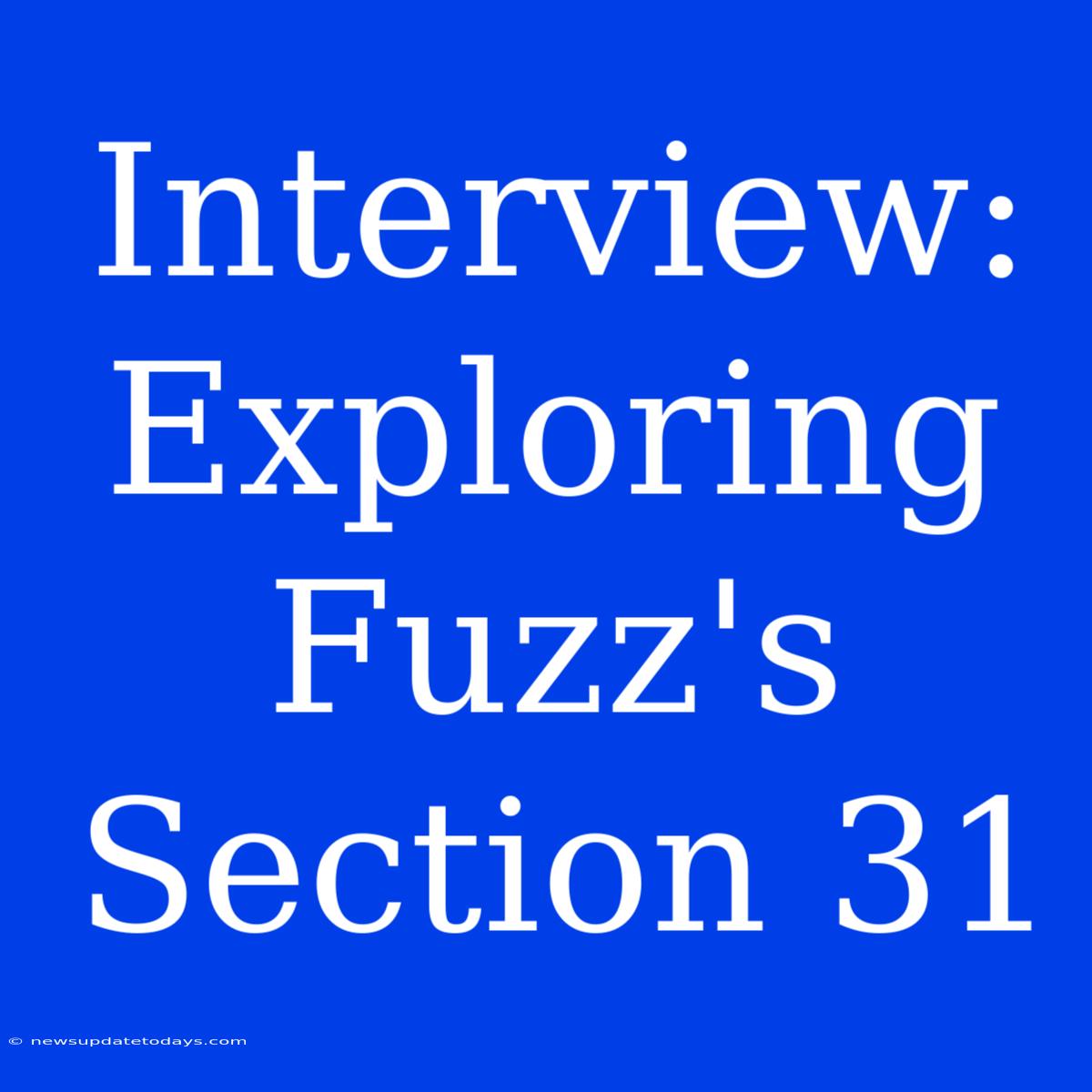 Interview: Exploring Fuzz's Section 31