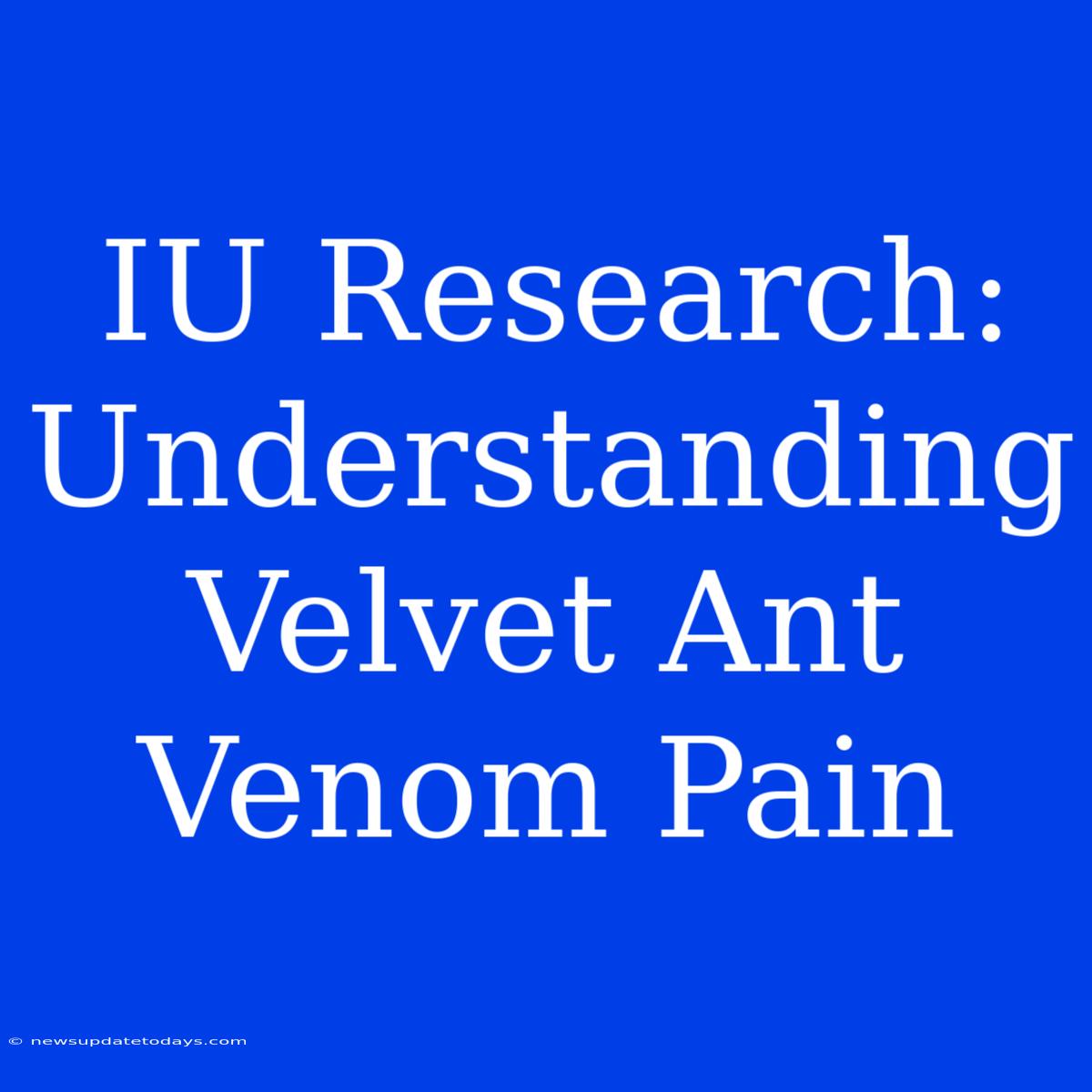 IU Research: Understanding Velvet Ant Venom Pain