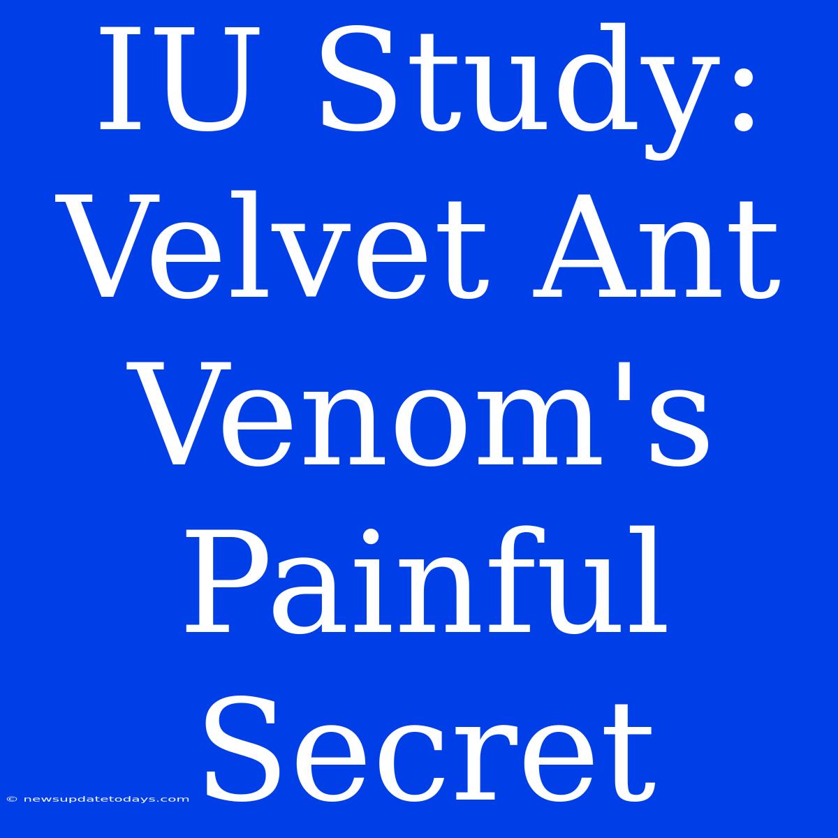 IU Study: Velvet Ant Venom's Painful Secret