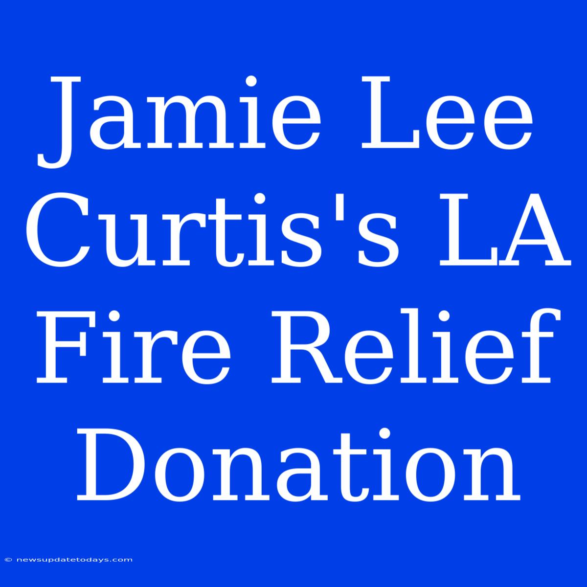 Jamie Lee Curtis's LA Fire Relief Donation