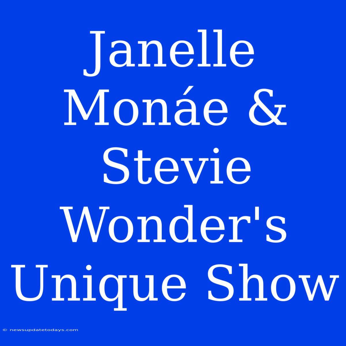 Janelle Monáe & Stevie Wonder's Unique Show