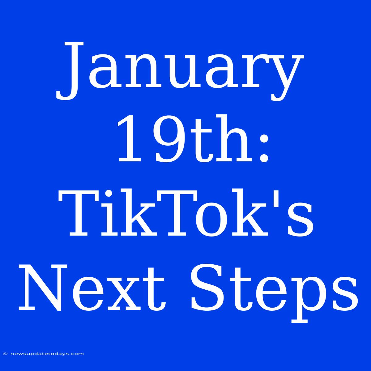 January 19th: TikTok's Next Steps