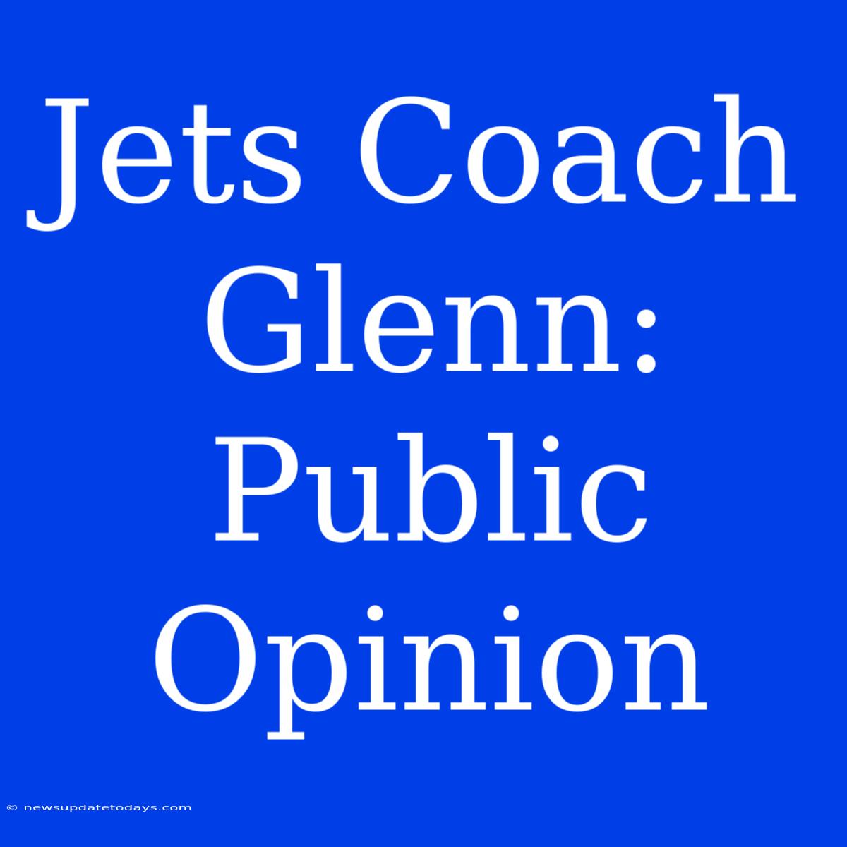 Jets Coach Glenn: Public Opinion