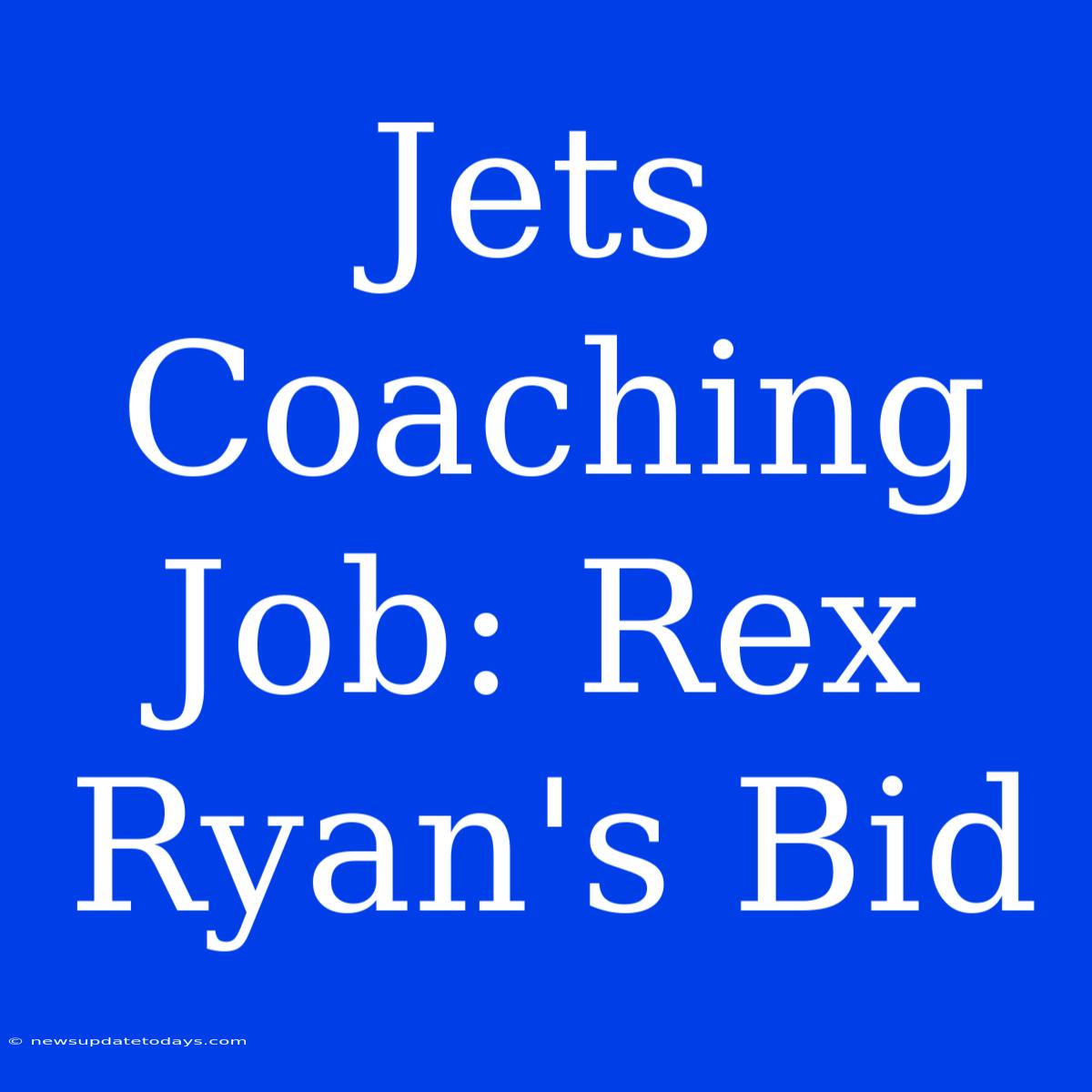 Jets Coaching Job: Rex Ryan's Bid